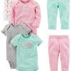 Aqua Green Elephant/Grey Dots/Pink Stripe/White Forest Animals