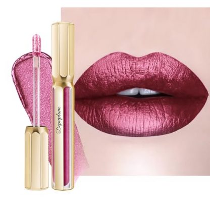 Burgundy Metallic Lipstick - Long Lasting, Non-Stick, and Shimmery