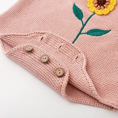 Sunflower Knit Romper for Baby Girls - Image 4