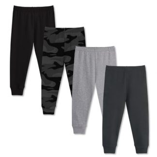 "Boys' Comfortable Cotton Jogger Pants, Pack of 4"