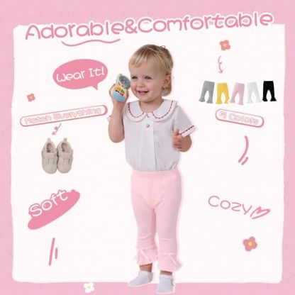 Adorable Ribbed Flare Leggings for Infant and Toddler Girls, Pack of 5 - Image 2