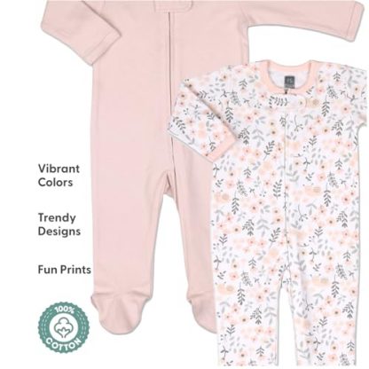"Charming Trio of Flower-Themed Baby Sleepers" - Image 3