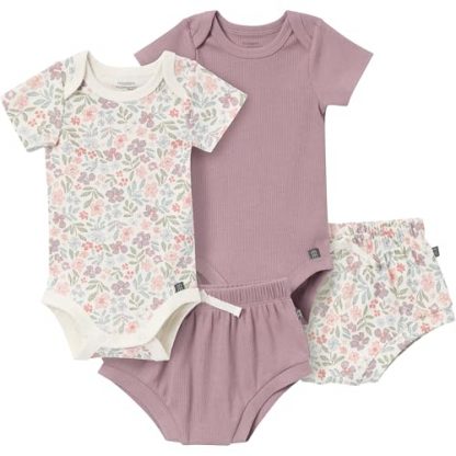 Adorable Unisex Baby 4-Pack Bodysuit & Shorts Set