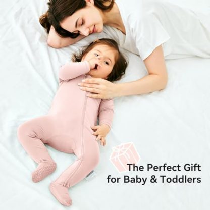 Soft Bamboo Rayon Baby Pajamas with Non-Slip Onesie Sleeper - Image 6