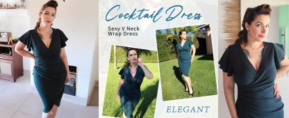 Refined Ruffle Sleeve V-Neck Wrap Dress - Image 6