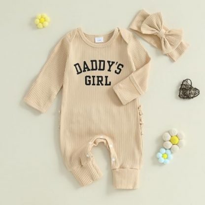 "I'm New Here" Long Sleeve Knit Jumpsuit for Newborn Girls - Image 3