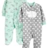 Grey Stars/Mint Green Elephant