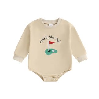 "New to the Club" Golf-Themed Baby Boy Sweatshirt Romper