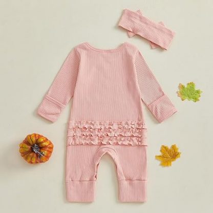 "First Halloween Pumpkin-Themed Baby Girl Romper" - Image 5