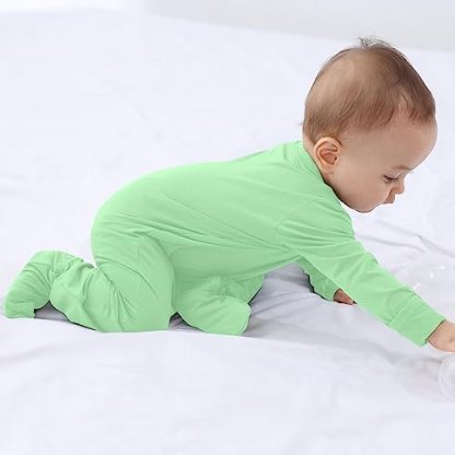 Comfortable Baby Boy Footed Pajamas with Mittens and 2-Way Zipper - Image 5