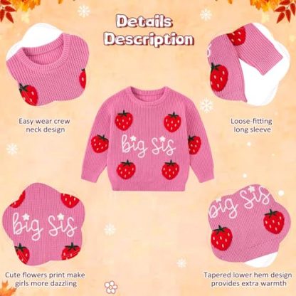 "Adorable Big Sister-Little Sister Knit Pullover Sweaters for Toddlers" - Image 5