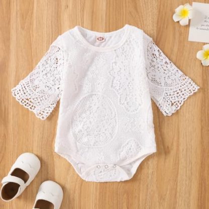 Blossom Chic Baby Girl Outfit Set with Romper Top and Jeans - Image 4