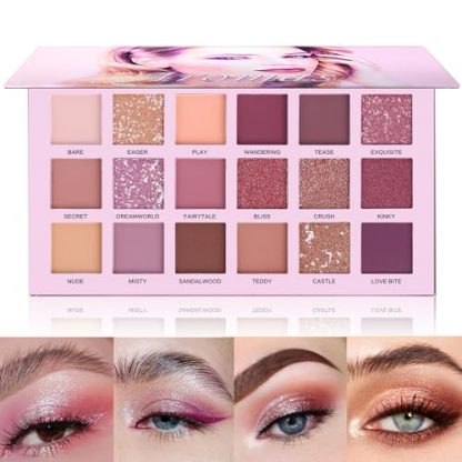 Multifaceted 18-Color Nude Eyeshadow Palette with Reflective Shimmers