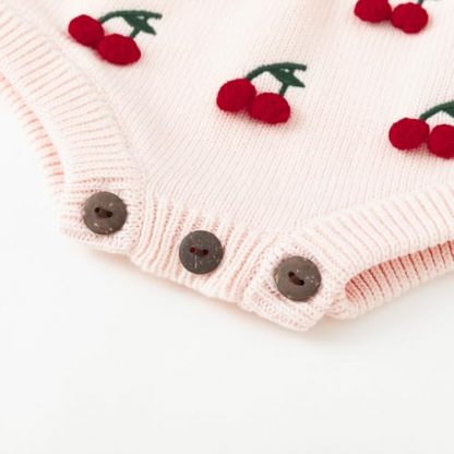 Charming Knitted Romper with Pompoms for Baby Girls - Image 6