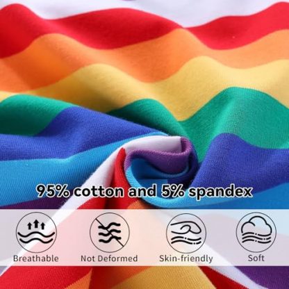 Unisex Rainbow Striped Cotton T-Shirt for Kids - Image 5