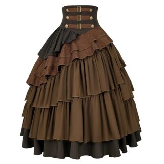 Women's Vintage-Inspired High-Waisted Steampunk Skirt