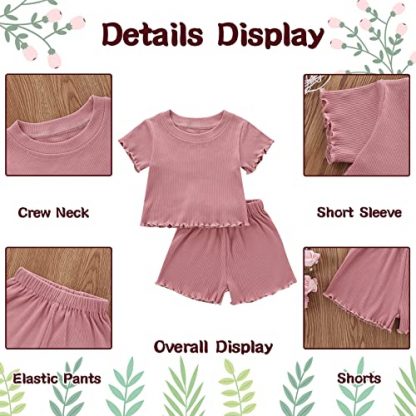 Adorable Summer Outfit for Toddler Girls - Two-Piece Ribbed Knit Cotton Set - Image 5