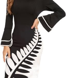 Elegant Long Sleeve Pencil Dress with Vintage Charm