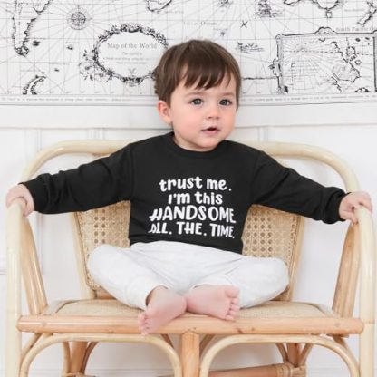 Adorable Toddler Boy's Winter Clothing Set with Letter Print Sweatshirt and Elastic Pants - Image 2