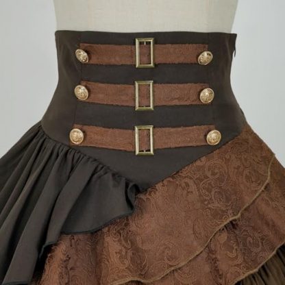 Women's Vintage-Inspired High-Waisted Steampunk Skirt - Image 5