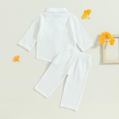 Charming Toddler Boy's Linen Outfit Set - Image 4