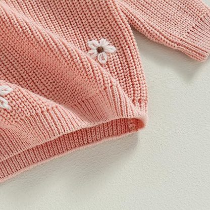 Adorable Floral Embroidered Infant Sweater - Image 7