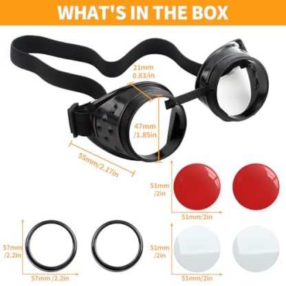 Colorful Diamond Lens Steampunk Goggles with Interchangeable Lenses - Image 2