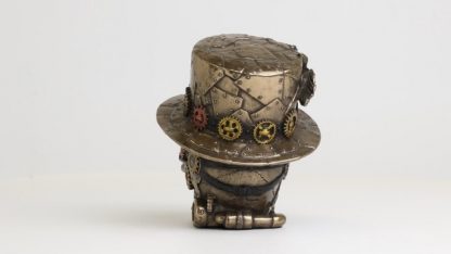 Antique Bronze Steampunk Skull with Top Hat Tabletop Figurine - Image 6
