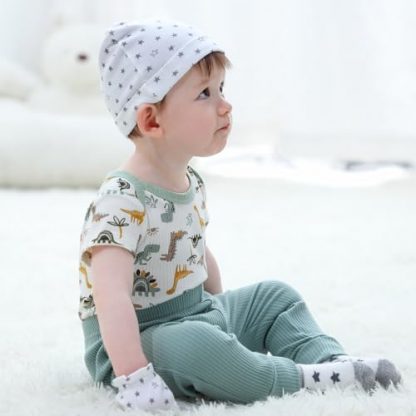 "Charming 6-Pack Baby Bodysuits: Soft Ribbed Cotton Rompers" - Image 6