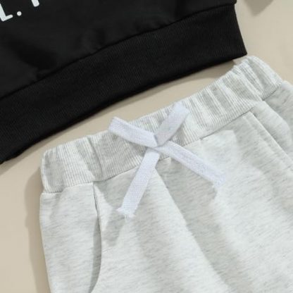 Adorable Toddler Boy's Winter Clothing Set with Letter Print Sweatshirt and Elastic Pants - Image 4