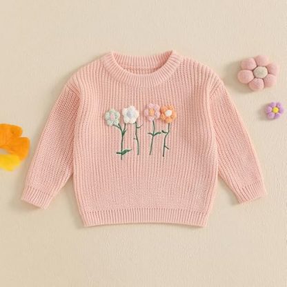 Cozy Crewneck Pullover Sweater for Little Girls - Image 2