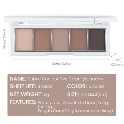 5-Shade Matte Eyeshadow Palette: Natural Nudes and Cool Taupe Tones - Image 7