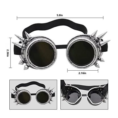 Vintage Steampunk Goggles with Silver Studs - Image 2