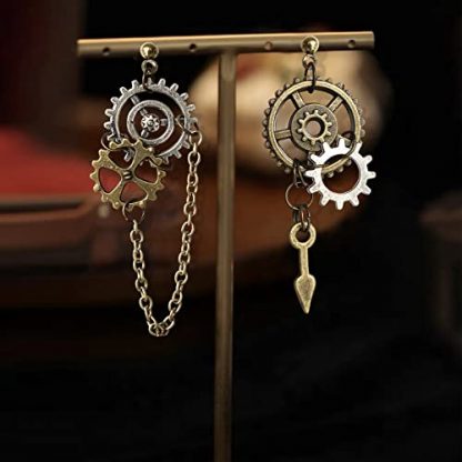 Handcrafted Vintage Airplane and Gear Dangle Earrings - Image 3
