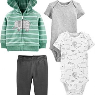 Charming 4-Piece Baby Boy's Outfit Set with Jacket, Pants, and Bodysuits