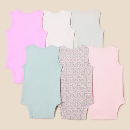 Unisex Baby Sleeveless Bodysuits, Pack of 6 - Image 2