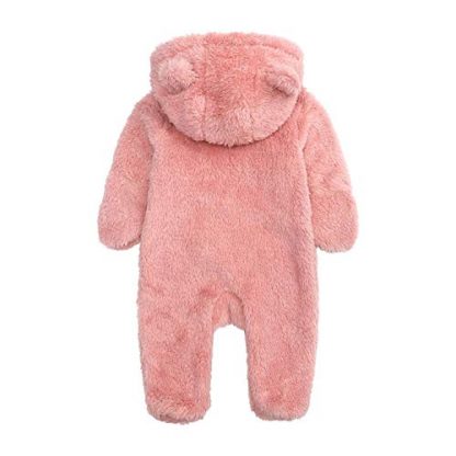 Cozy Newborn Fleece Jumpsuit with Hood and Bear Ears - Image 2