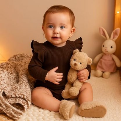 Enchanting Baby Girl Bodysuit Duo: Long Sleeve Ruffle & Flutter Styles - Image 5