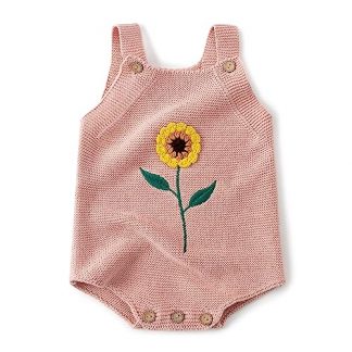 Sunflower Knit Romper for Baby Girls