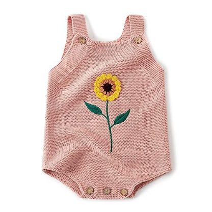 Sunflower Knit Romper for Baby Girls