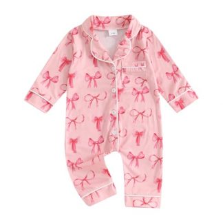 Cozy Button-Up One-Piece Pajama Romper for Baby Girl
