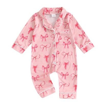 Cozy Button-Up One-Piece Pajama Romper for Baby Girl