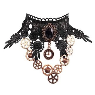 Vintage Gothic Handmade Lace Choker with Rhinestones