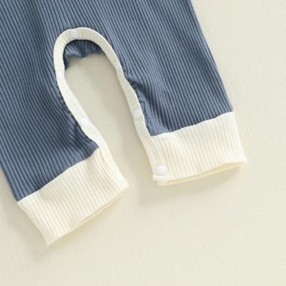 Adorable Newborn Baby Boy Color-Spliced Knit Bodysuit & Hat Set - Image 6
