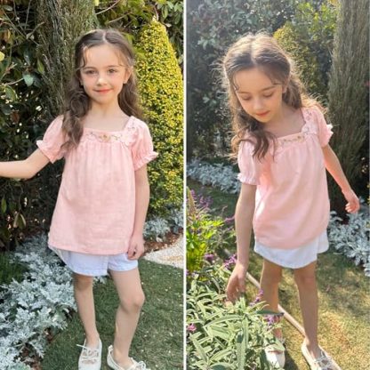 "Charming Puff-Sleeve Toddler Blouse" - Image 3