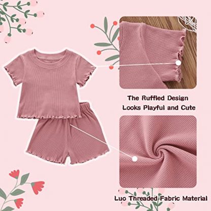 Adorable Summer Outfit for Toddler Girls - Two-Piece Ribbed Knit Cotton Set - Image 4