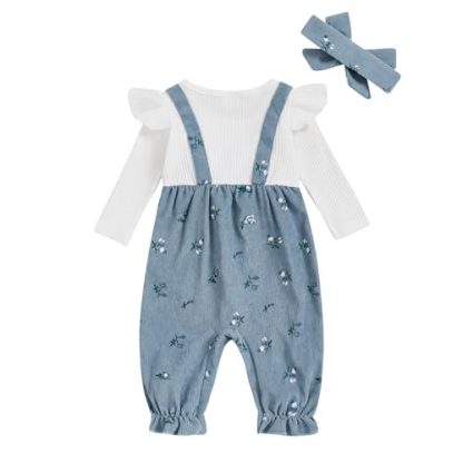 Autumn Chic Newborn Baby Girl Corduroy Floral Onesie with Ruffle Detail - Image 5