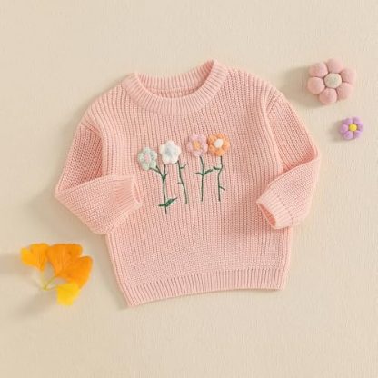 Cozy Crewneck Pullover Sweater for Little Girls - Image 3