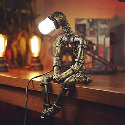 Industrial Chic Robot Desk Lamp with Edison Bulbs - Image 2