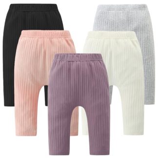 Delightful 5-Pack Cotton Ribbed Leggings for Baby and Toddler Girls (0-4 Years)